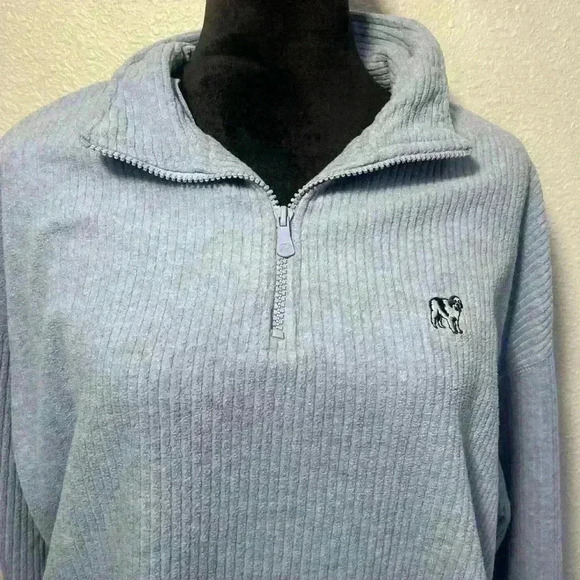 Men’s Polar Dogs Blue Ribbed Quarter Zip Pullover - Size L - Picture 2 of 8